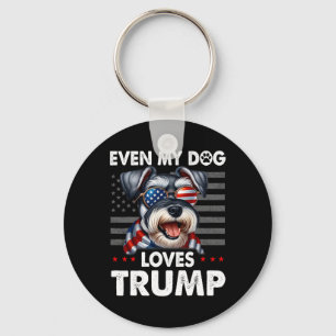 Schnauzer Till och med min hund älskar Trump Rolig Nyckelring