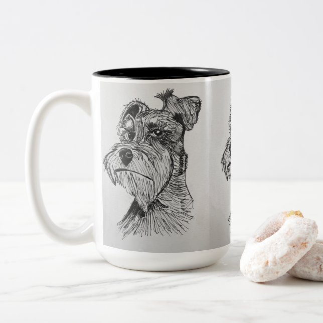 Schnauzer Två-Tonad Mugg (Med munk)