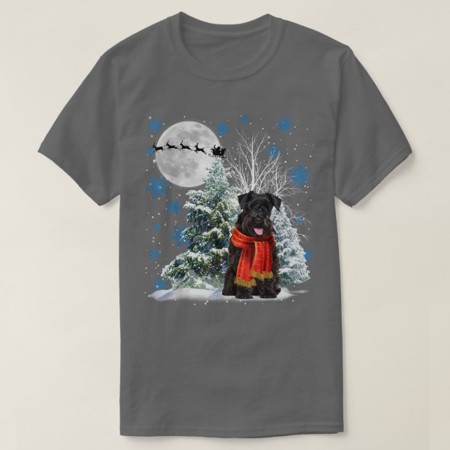 Schnauzer under Moonlight Snö jul Pajama T Shirt (Design framsida)