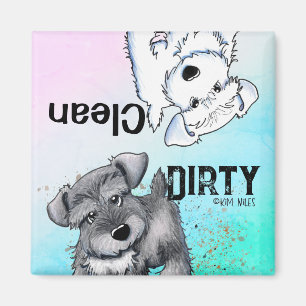 Schnauzer Valp Clean Dirty Dishwasher Magnet