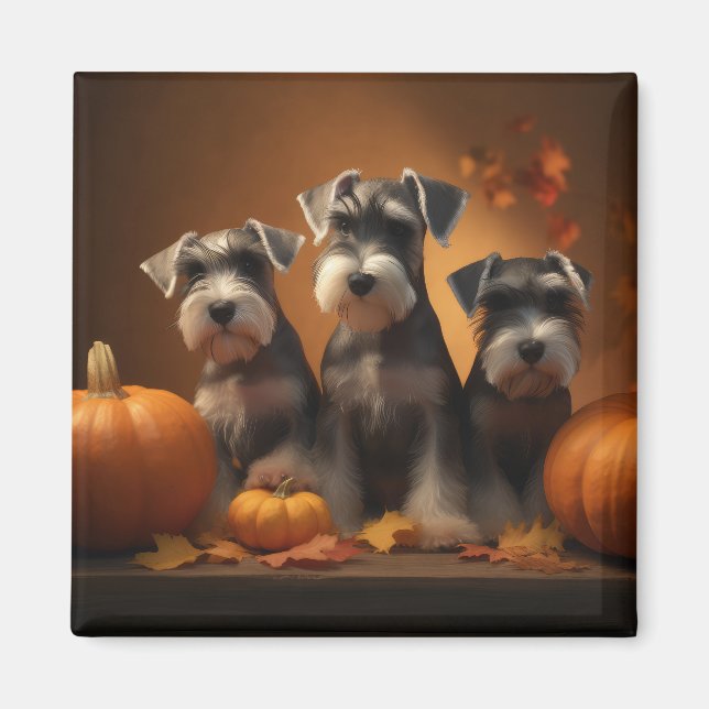 Schnauzer Valp Höstglädje Pumpa Magnet (Framsidan)