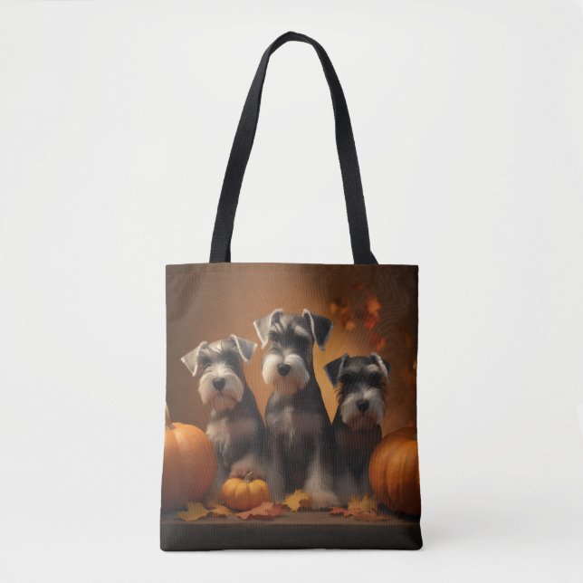 Schnauzer Valp Höstglädje Pumpa Tygkasse (Framsida)