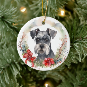 Schnauzer-Valpen för julfrö Julgransprydnad Keramik