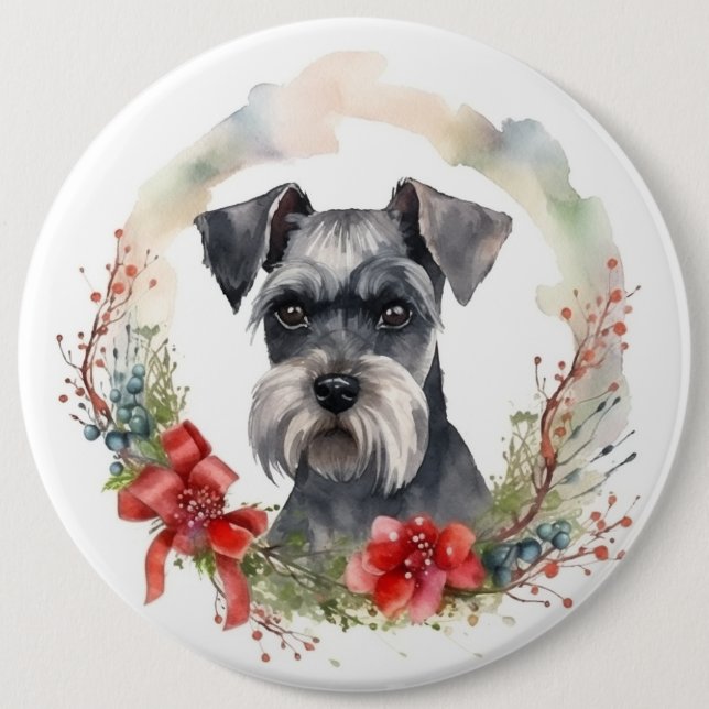 Schnauzer-Valpen för julfrö Knapp (Framsida)