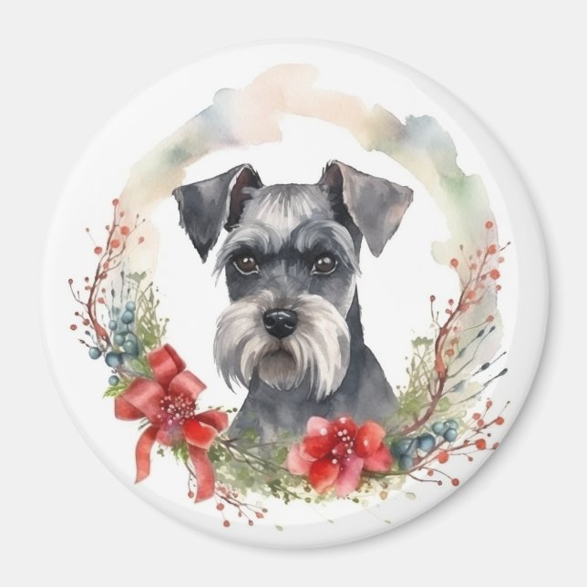 Schnauzer-Valpen för julfrö Magnet (Framsidan)