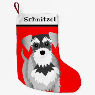 Schnauzer-valpen ljusröd liten julstrumpa