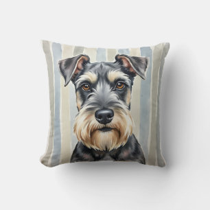 Schnauzer Vattenfärg Penseldrag Konst Kudde