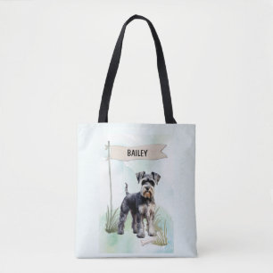 Schnauzer Vattenfärg Personlig Hund Tygkasse