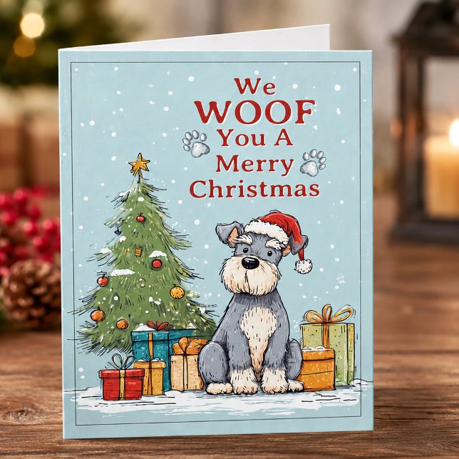 Schnauzer Vi Voffar en God Jul Helgkort (Schnauzer Christmas Card)