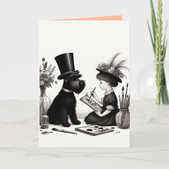 Schnauzer Vickat Greeting Card Kort (Framsida)