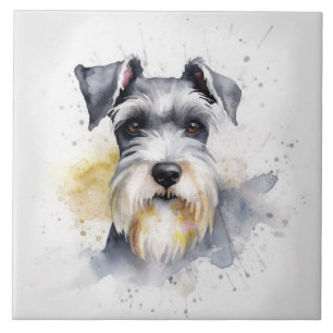 Schnauzer Watercolor Kakelplatta