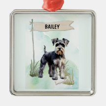 Schnauzer Watercolor Personalized Dog