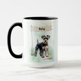 Schnauzer Watercolor Personalized Dog Mugg