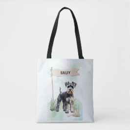 Schnauzer Watercolor Personalized Dog Tygkasse