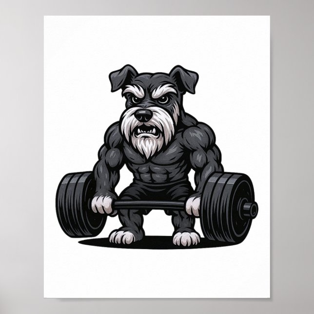 Schnauzer Weightlift Bodybuilding der Workout Gym  Poster (Framsidan)