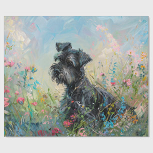 Schnauzer WildblomDecoupage Presentpapper