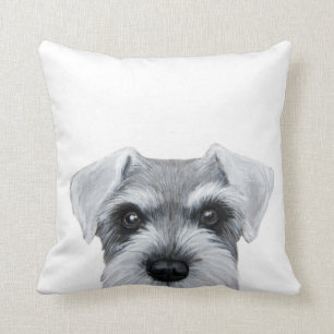Schnauzergrå färg och vit, original- målningtry kudde