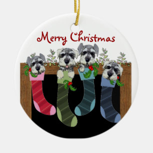 Schnauzerjulprydnad Julgransprydnad Keramik