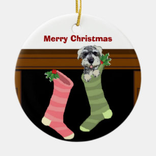 Schnauzerjulprydnad Julgransprydnad Keramik