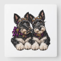 Schnauzerpar Söt Hund Rostfritt Stål Ur