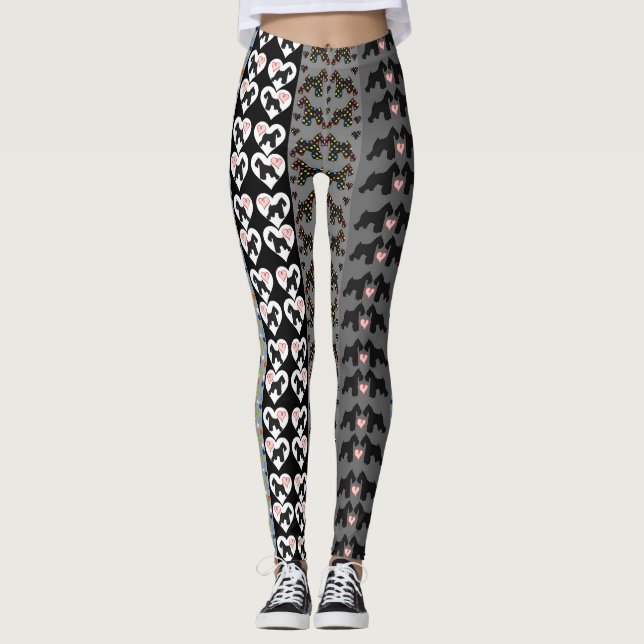 Schnauzerroligtdamasker Leggings (Framsida)