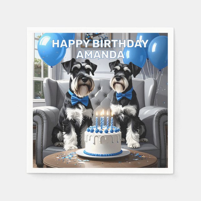 Schnauzers Birthday Pappersservett (Framsidan)