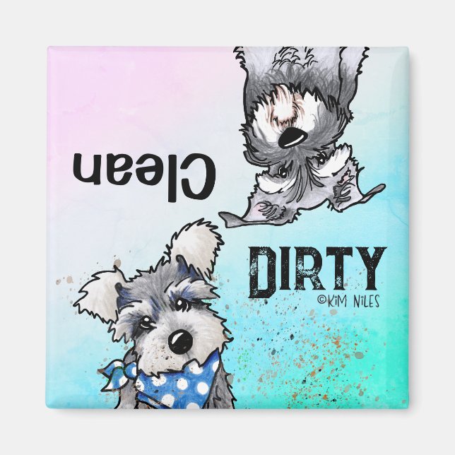 Schnauzers Clean Dirty Dishwasher Magnet (Framsidan)