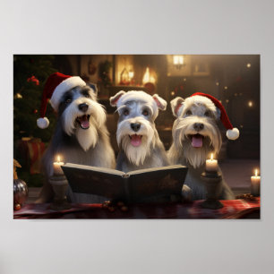 Schnauzers jul Caroling Festive Helgdag Poster