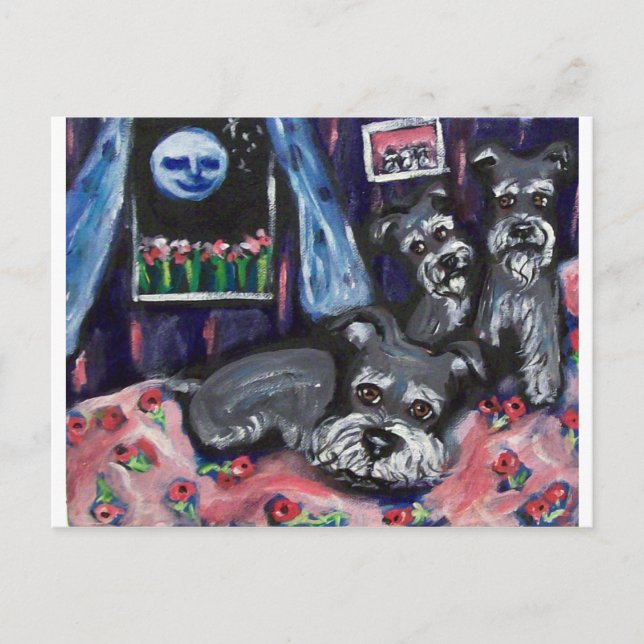 Schnauzers känner sig viskare måne vykort (Framsida)