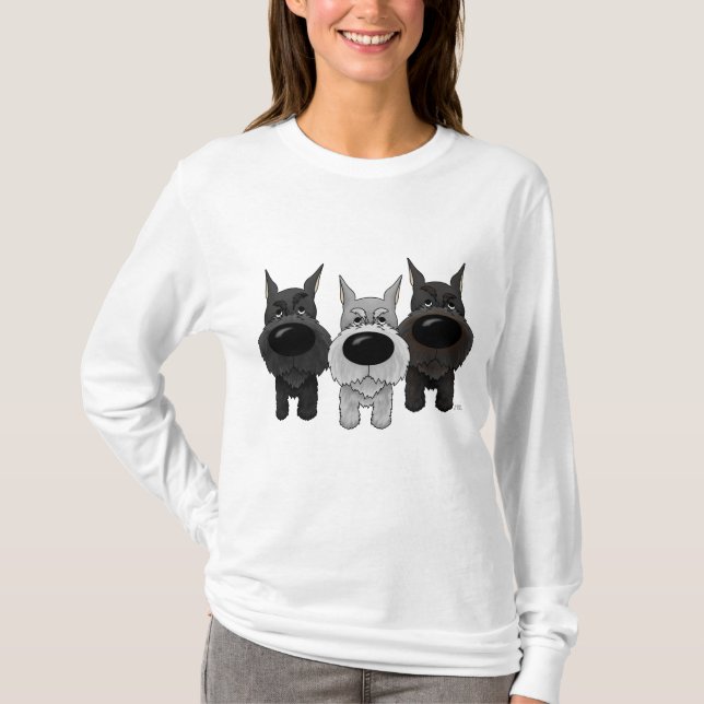 Schnauzers - näsan och ändan beskådar tee shirt (Framsida)