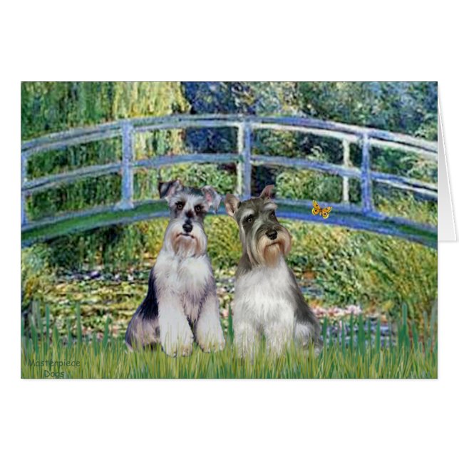Schnauzers (två-nat) - Bridge Hälsningskort (Framsidan Horizontal)
