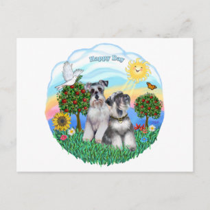 Schnauzers (två) vykort