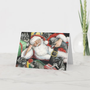 SchnauzervalpTake över Santa hundjulkort Helgkort
