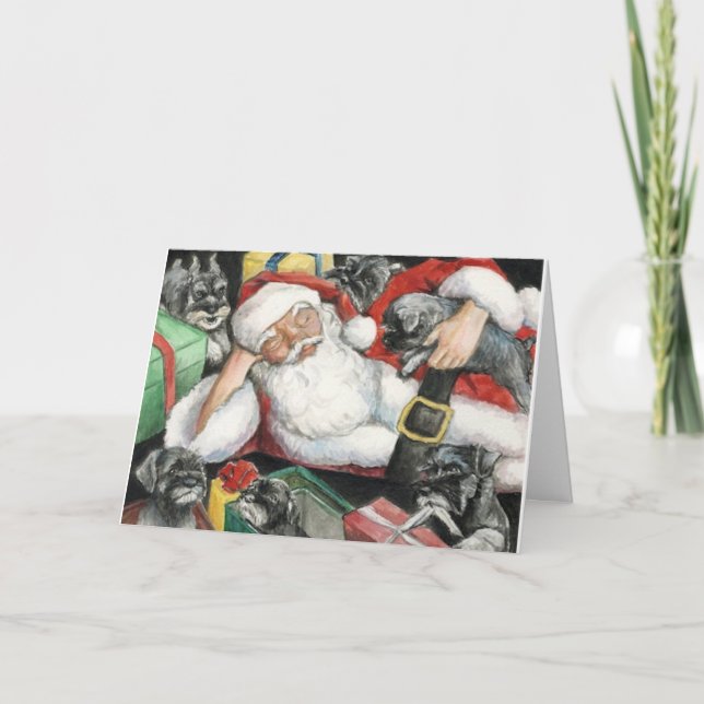 SchnauzervalpTake över Santa hundjulkort Helgkort (Framsida)