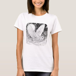 Schneeeule Eule bei Nacht unterm Sternenhimmel T Shirt