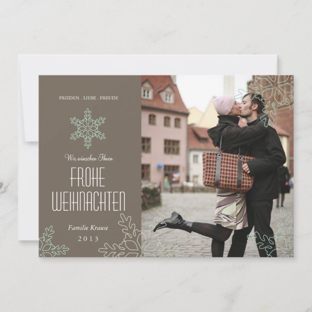 Schneeflocken Foto Weihnachten Julkort (Framsida)