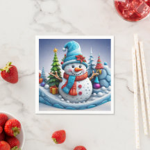 Schneemann in Winterlandschaft - 