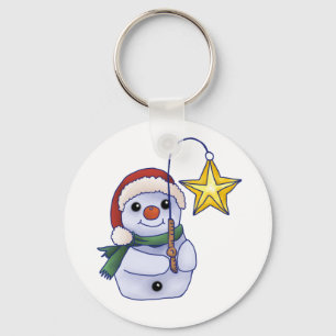 Schneemann mit Stern Nyckelring