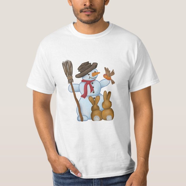 Schneemann mit Tieren T Shirt (Framsida)