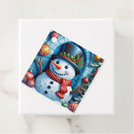 Schneemann mit Weihnachtsdeko - Gåvor Etiketter