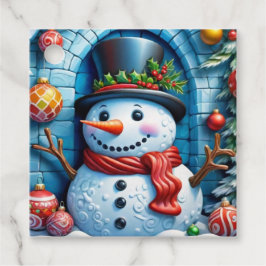 Schneemann mit Weihnachtsdeko - Gåvor Etiketter
