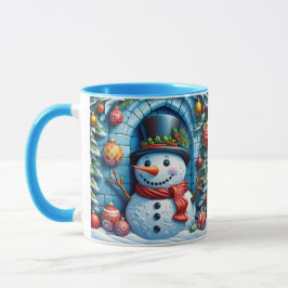 Schneemann mit Weihnachtsdeko -  Mugg