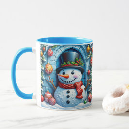 Schneemann mit Weihnachtsdeko -  Mugg