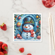 Schneemann mit Weihnachtsdeko - 