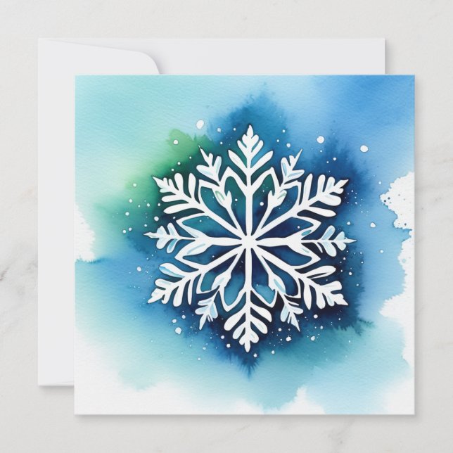Schneestern auf Aquarell Hintergrund - türkis grün (Framsida)
