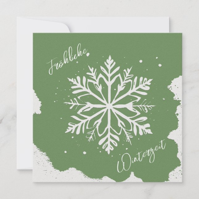 Schneestern auf grünem Hintergrund - Prägeoptik (Framsida)