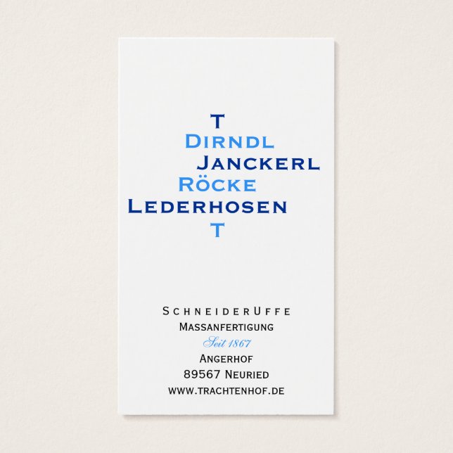 Schneider Visitenkarten Visitkort (Baksidan)