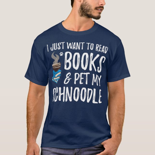 Schnoodle Avid Bok Reader Rolig hund Mamma Gift T Shirt (Framsida)