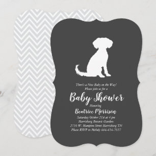 Schnoodle Dog Baby Shower Neutral Inbjudningar
