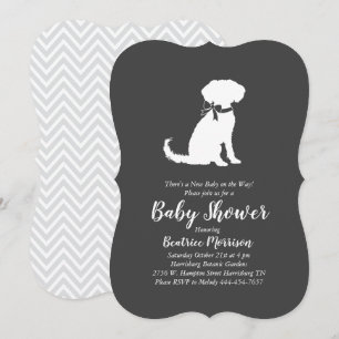 Schnoodle Dog Baby Shower Neutral Inbjudningar